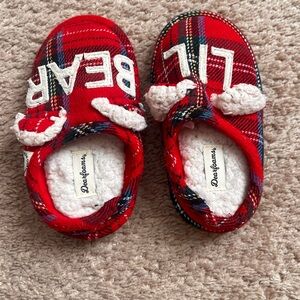 Dearfoams Red Plaid Little Bear Slippers
